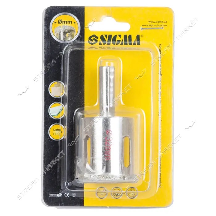 Коронки Sigma 1541321 алмазные по керамике и стеклу 32мм                                            