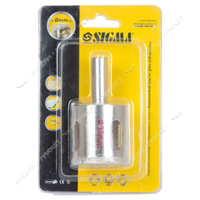 Коронки Sigma 1541351 алмазные по керамике и стеклу 35мм