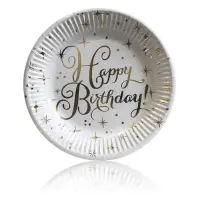 Тарелки детские Happy Birthday бумажные одноразовые 18см 10шт золото
