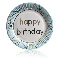 Тарелки Happy Birthday бумажные одноразовые 18см 10шт голубой