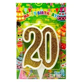 Свеча юбилейная цифра 20 золото 9см                                                                 
