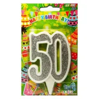 Свічка ювілейна цифра 50 срібло 9см                                                                 