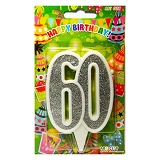 Свеча юбилейная цифра 60 серебро 9см