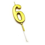 Свеча цифра 6 9см с позолотой                                                                       