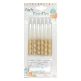 Свечи для торта 6шт золото с белым