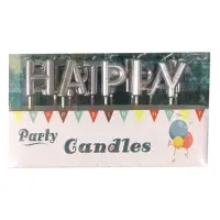 Свічки для торта Happy Birthday срібло                                                              