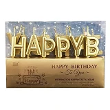 Свечи для торта Happy Birthday золото