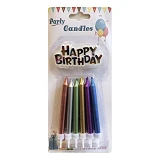 Свечи для торта Happy Birthday хром ассорти