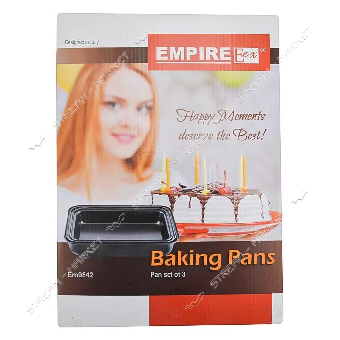 Набор форм для выпечки Empire 9842 прямоугольные антипригарное покрытие 3шт                         
