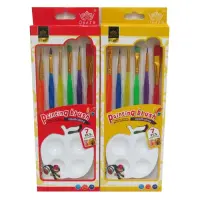Набор кистей К2606 Painting brush плоские плюс круглые 6шт с палитрой