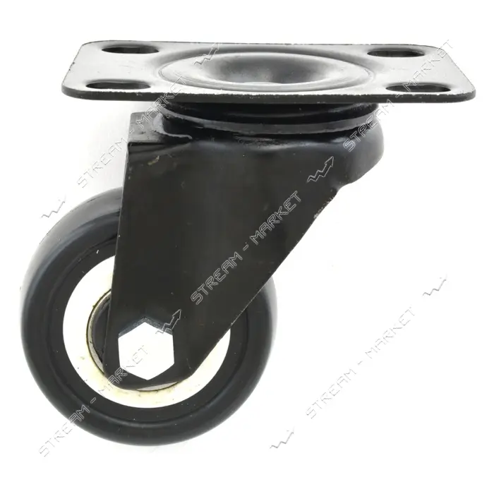 Ролик мебельный поворотный резиновый с площадкой d50мм черный Китай                                 