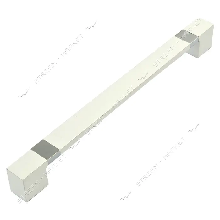 Ручка мебельная квадрат Yakut 192mm Турция белая хром                                               