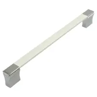 Ручка мебельная высокая квадрат Birgul 224mm Турция белая хром                                      