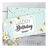 Конверт для денег Happy Birthday голубой