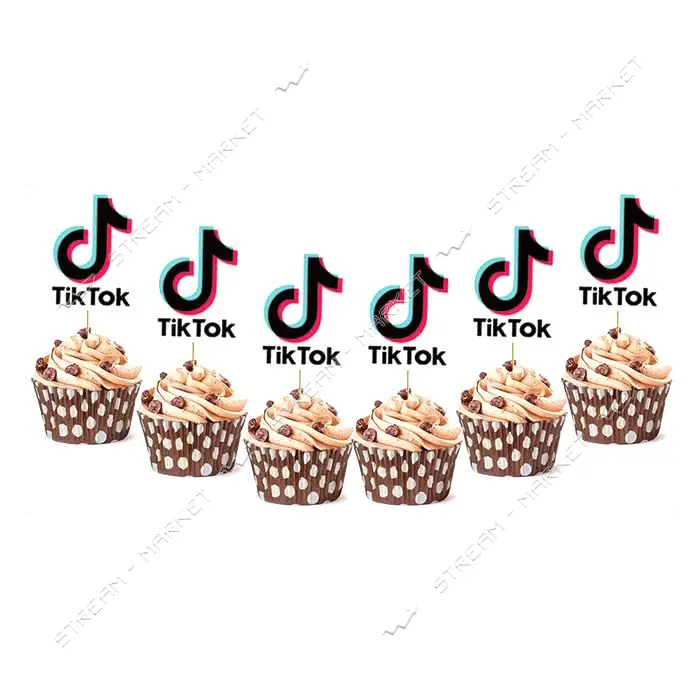 Топперы для капкейков TikTok фигурные 6шт