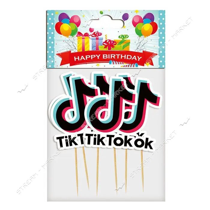 Топперы для капкейков TikTok фигурные 6шт