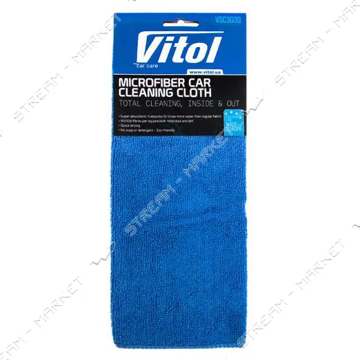 Салфетка Vitol VSC3030 для полировки микрофибра 30х30см синяя