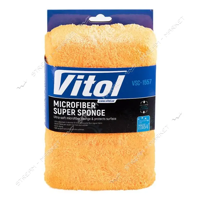 Губка для мытья авто Vitol VSC-1557 микрофибра 20х14х7см                                            