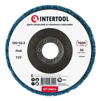 Диск зачистный Intertool BT-0604 из вспененного абразива 125х22.2х13мм P46 T27 голубой              
