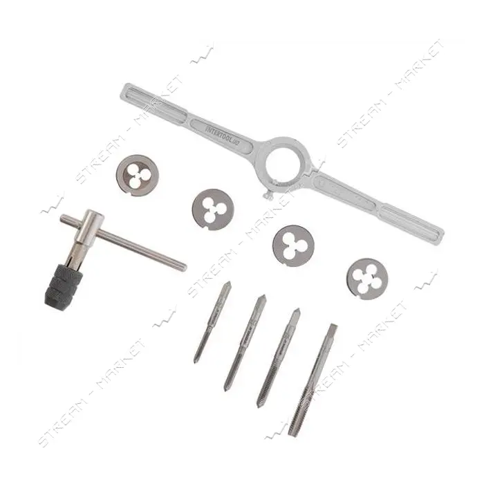 Набор плашек Intertool SD-8025 M4-M8 и метчиков M4-M8 10шт                                          