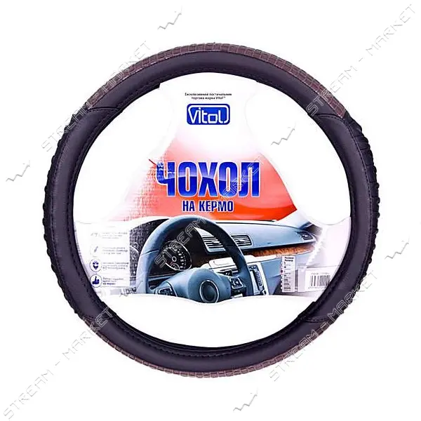Чехол на руль Vitol 080242 17023 BK L черный (кожзам)                                               