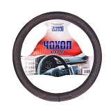 Чехол на руль Vitol 16113XXL ВВ0261 XXL черный прошит коричневой ниткой (кожзам)