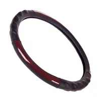 Чехол на руль Vitol HU 100107 BK М черный с коричневыми вставками (кожзам)                          