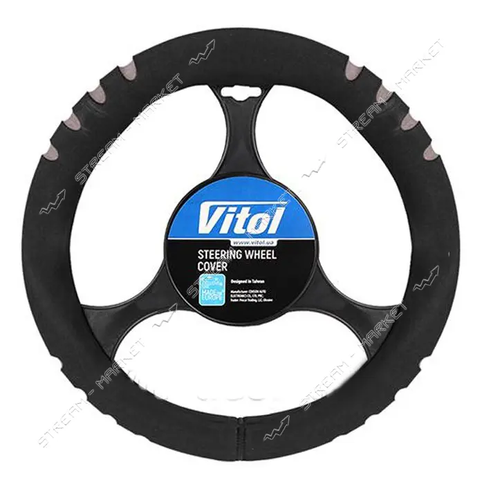 Чехол на руль Vitol 14021 эластичный неопреновый черный                                             