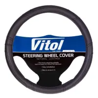 Чехол на руль Vitol  16280B S кожзам черный                                                         