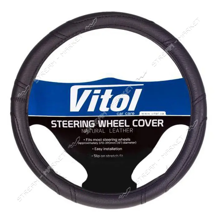 Чехол на руль Vitol 16280B XXL черный (кожзам)                                                      