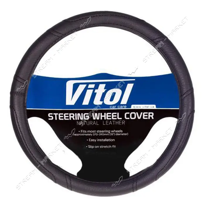 Чехол на руль Vitol 16280B XXXXL черный  (кожзам)                                                   