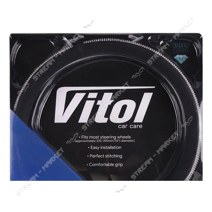 Чехол на руль Vitol VLOD-BRL T85 BK M черный (кожзам)