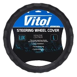 Чехол на руль Vitol VLOD-NPU06 BK L черный (кожзам)                                                 
