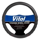 Чехол на руль Vitol VLU-1909339 BK M черный (кожзам)