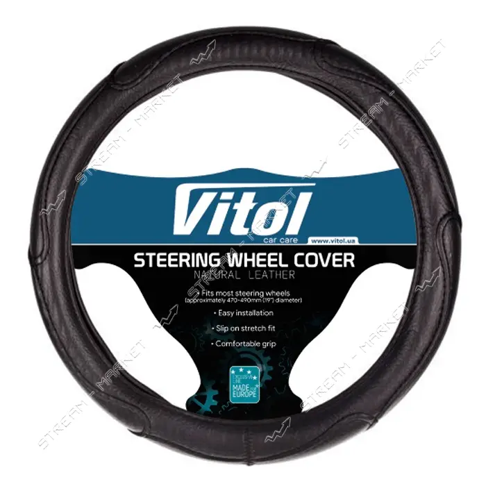 Чехол на руль Vitol 16556-10 B M черный (кожзам)                                                    