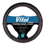 Чехол на руль Vitol 16556-10B XXL черный (кожзам)