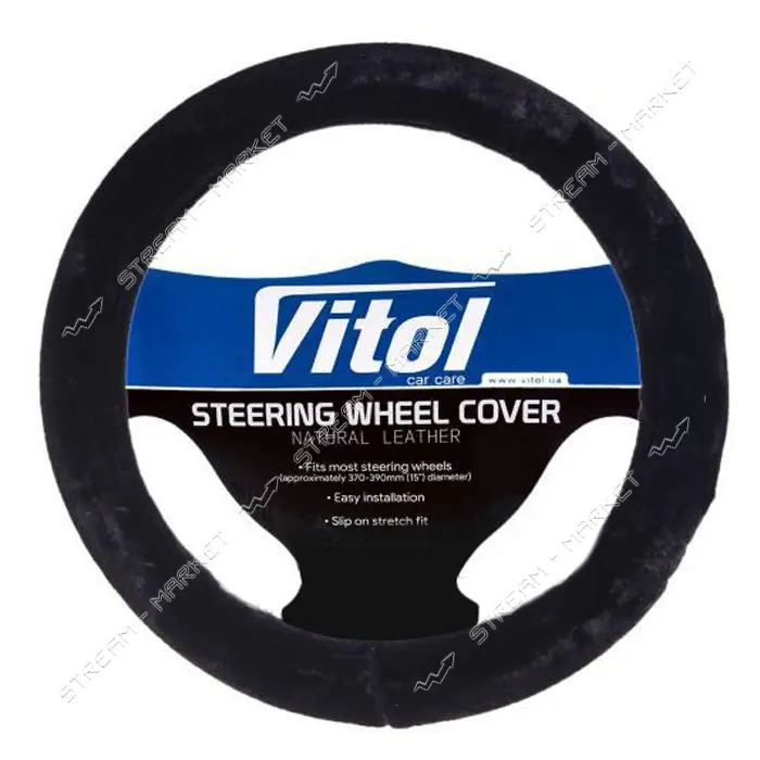 Чехол на руль Vitol R 1210004 BK L черный (искуственный мех)                                        