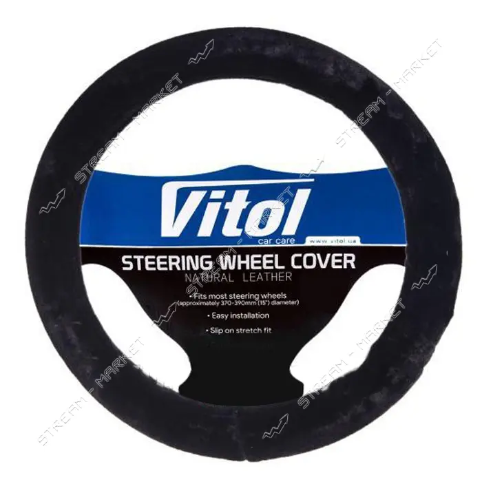 Чехол на руль Vitol R 1210004 BK M искусственный мех черный                                         