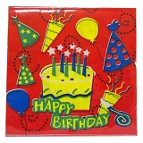 Салфетки бумажные Happy Birthday двухслойные с тортиком 20штук                                      