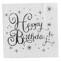 Салфетки бумажные Happy Birthday двухслойные серебро 20штук                                         