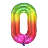 Куля омбре Веселка цифра 0 тривимірна двостороння 100см                                             