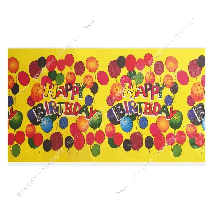 Скатерть одноразовая Happy Birthday полиэтиленовая 110х180см
