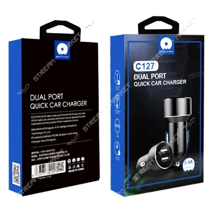 Автомобильное зарядное устройство WUW C127 2USB черное