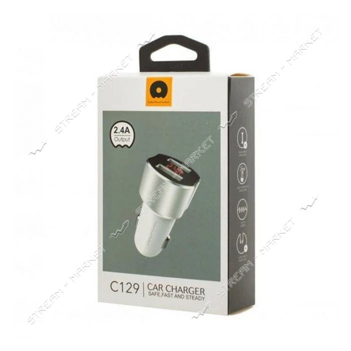 Автомобильное зарядное устройство WUW C129 2USB белое