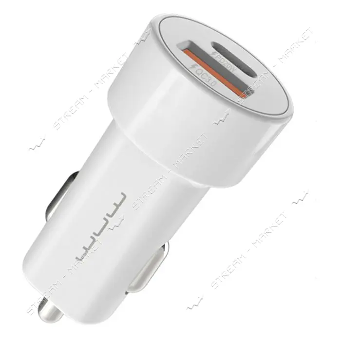 Автомобильное зарядное устройство WUW C139 2USB USB&Type-C port белое                               