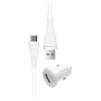 Автомобильное зарядное устройство WUW T21 1USB 1A плюс кабель Type-C белое                          