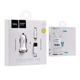 Автомобильное зарядное устройство Hoco Z1 5V/2.1А 2 USB plus Lightning кабель белое