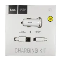 Автомобільний зарядний пристрій Hoco Z1 5V / 2.1А 2 USB plus Micro USB кабель білий                 