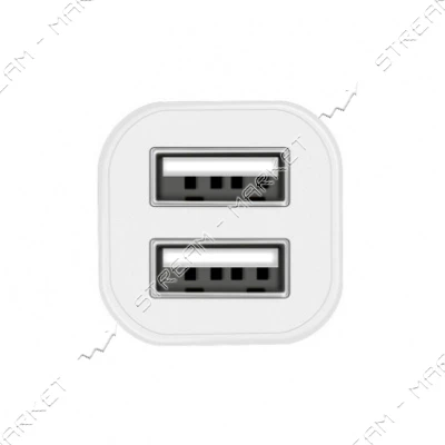 Автомобильное зарядное устройство Hoco Z12 5V/2.4А 2 USB plus Lightning кабель белое