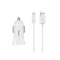 Автомобільний зарядний пристрій Hoco Z2 5V / 1.5А 1 USB plus Lightning кабель білий                 
